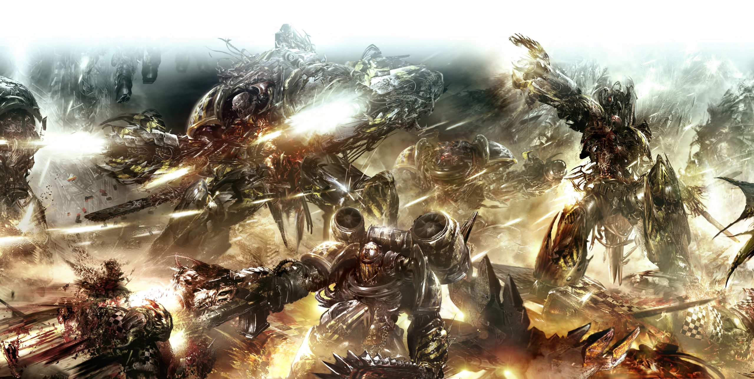 Chaos Space Marines Attacking Orks Art