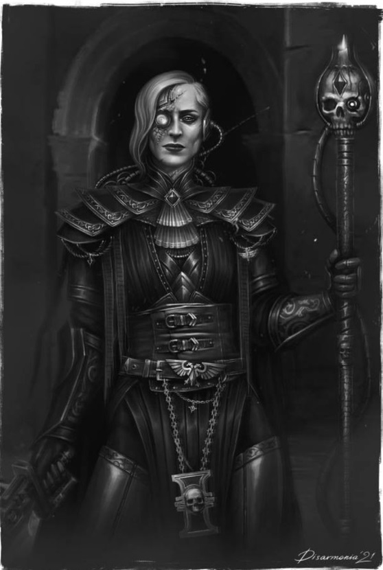 Inquisitor Holding a Skull-Topped Staff