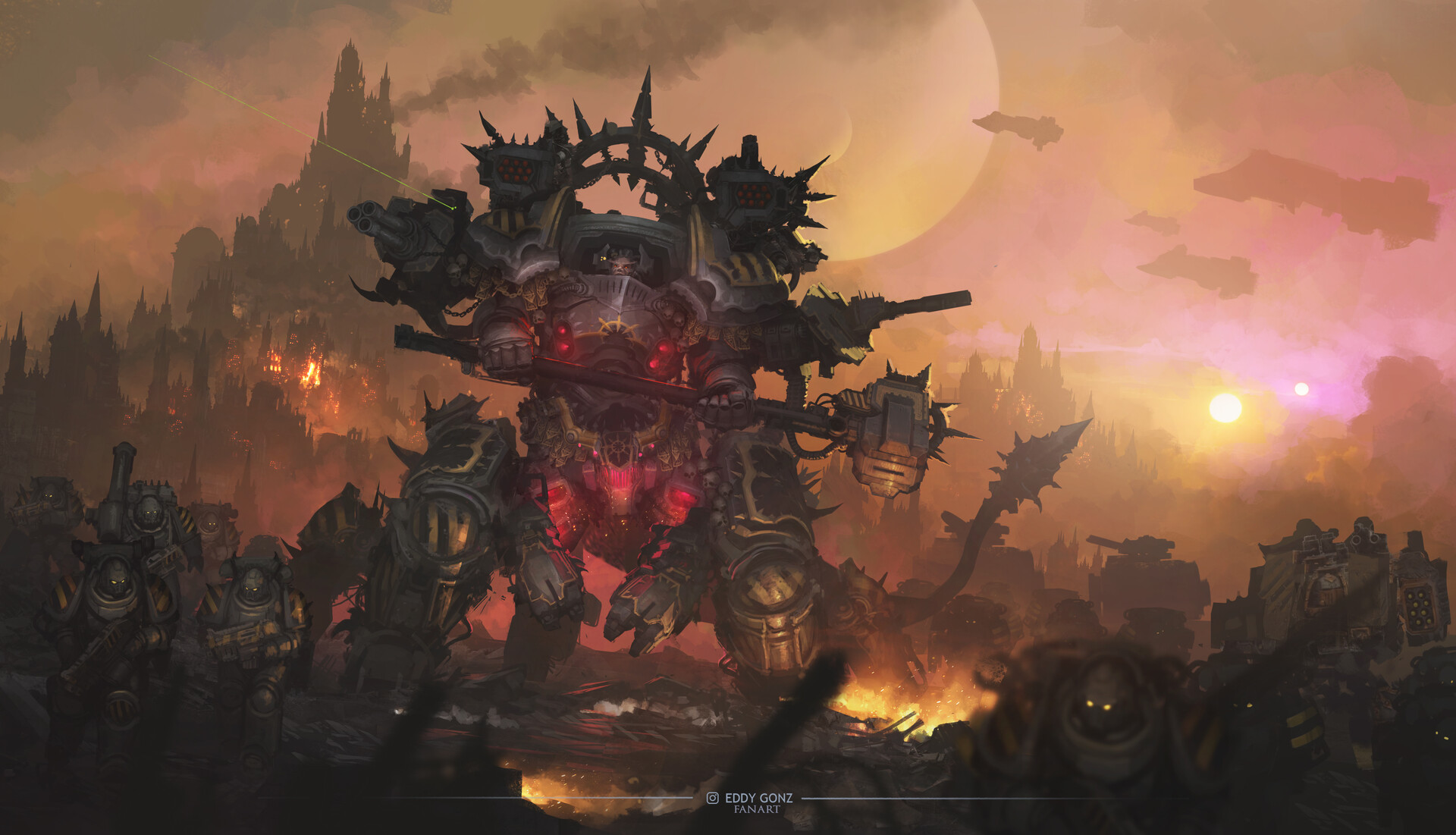 Daemon Primarch Prince, Perturabo and His Iron Warriors Art