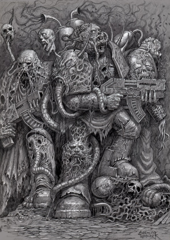 Warhammer 40,000 Plague Marines: A Monochrome Horror