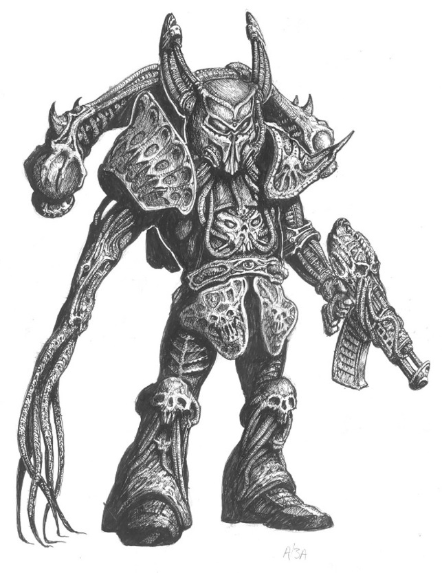 Grimdark Oldhammer Illustration: Chaos Space Marine