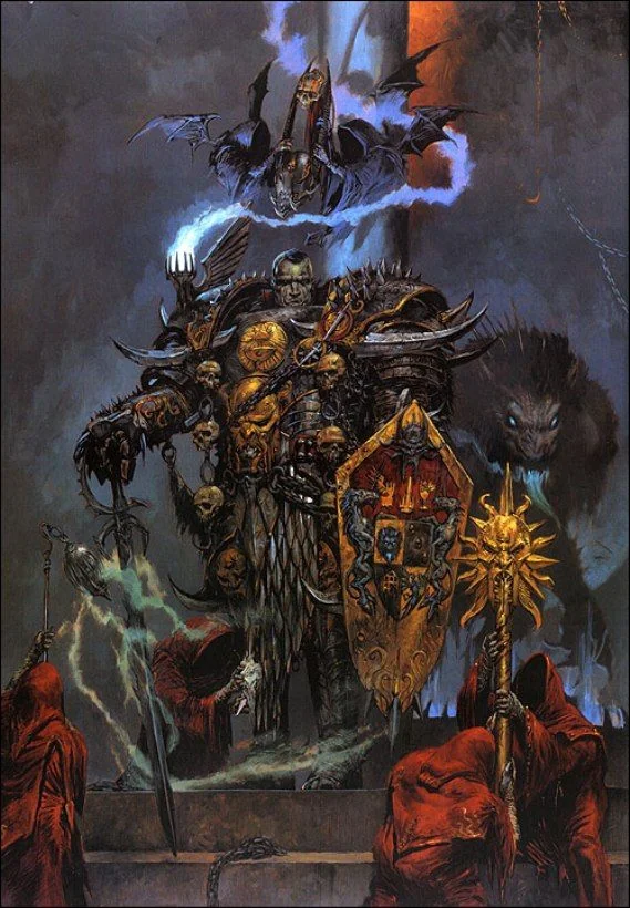 Chaos Space Marine with companions Artwork