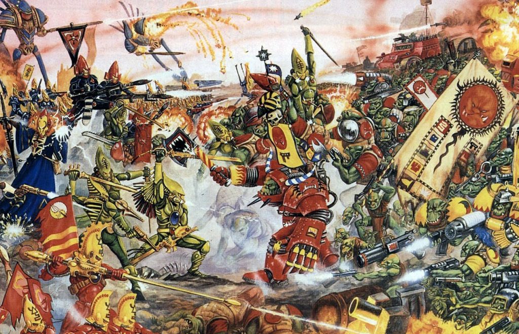 Eldar Clash with Orks Oldhammer Art