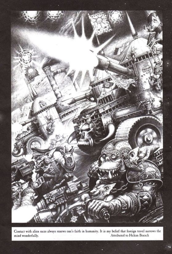 Ork and Ork Battlewagon Oldhammer Art