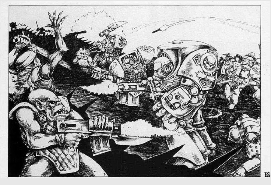 Oldhammer Epic: Space Marine Terminators vs Orks Battle Art