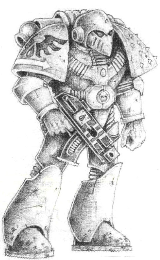 Space Marine with Bolter in Oldhammer Style Sketch