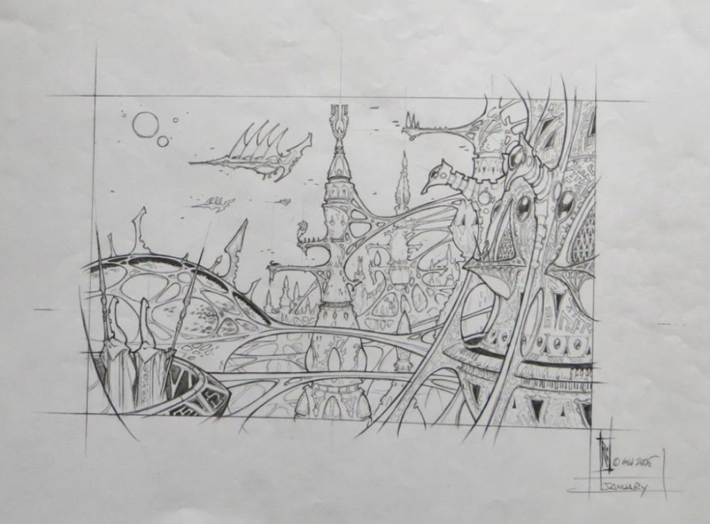 Eldar Cityscapes & Craftworld Sketch