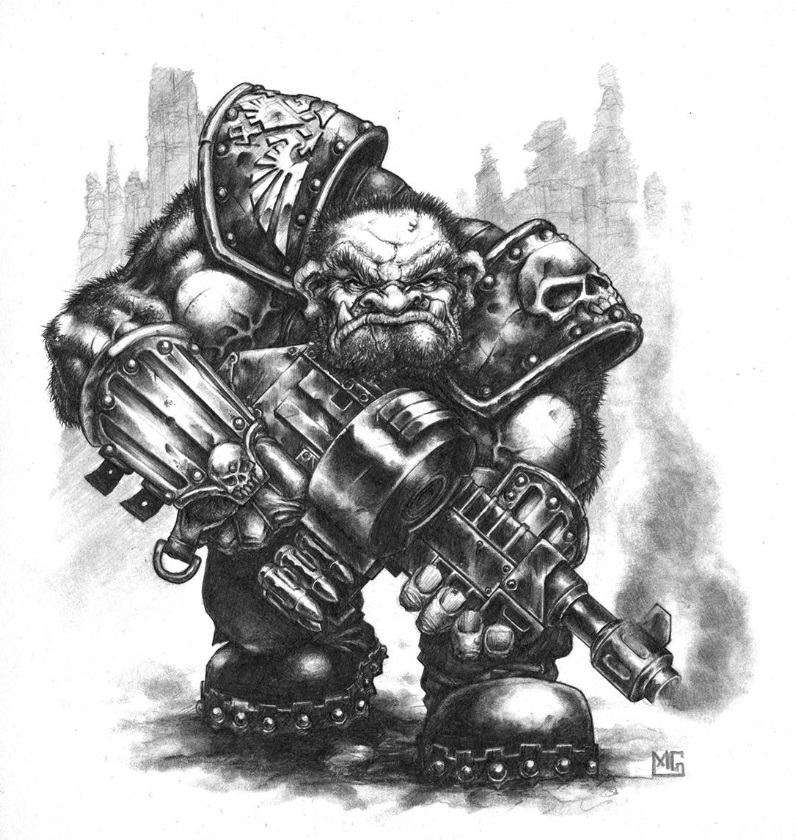 Ogryn Warrior: Oldhammer Artwork of Warhammer 40k