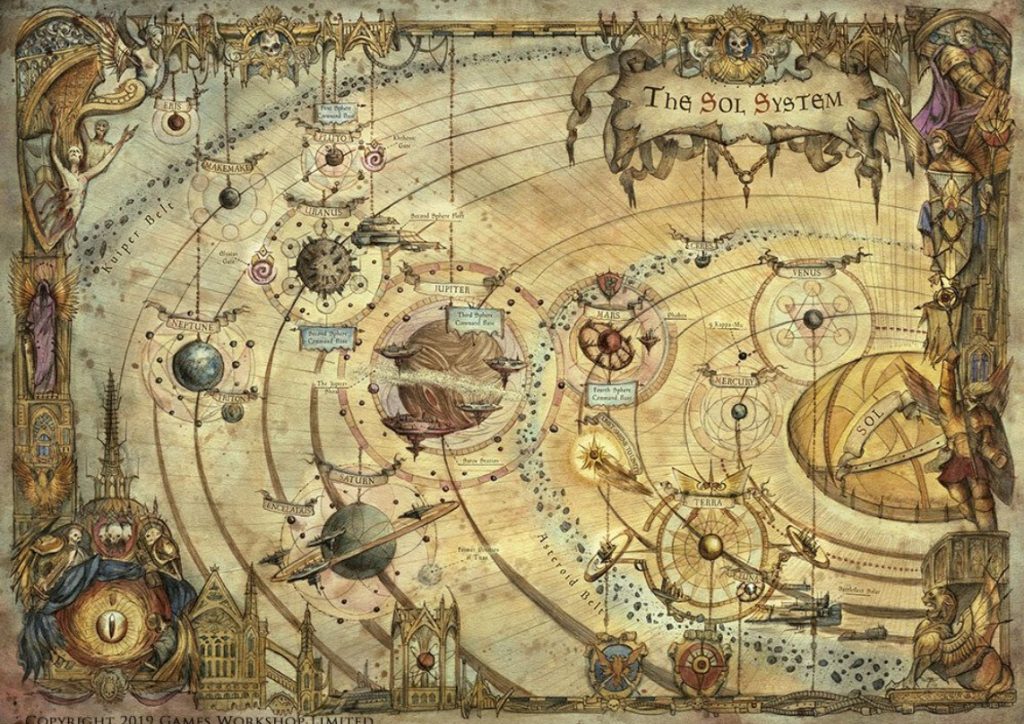 Map of the The Sol System from Warhammer Horus Heresy, Art from the Siege of Terra Book Series