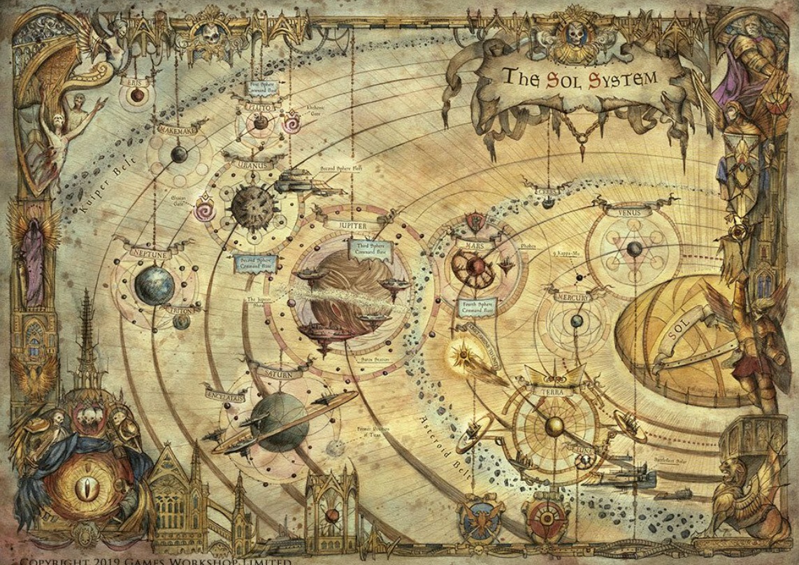 Map of the The Sol System from Warhammer Horus Heresy, Art from the Siege of Terra Book Series