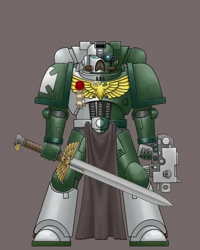 Dark Angel Space Marine Wields a Broadsword and Bolt Pistol