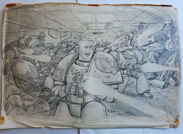 Space Marines Versus Genestealers Oldhammer Sketch