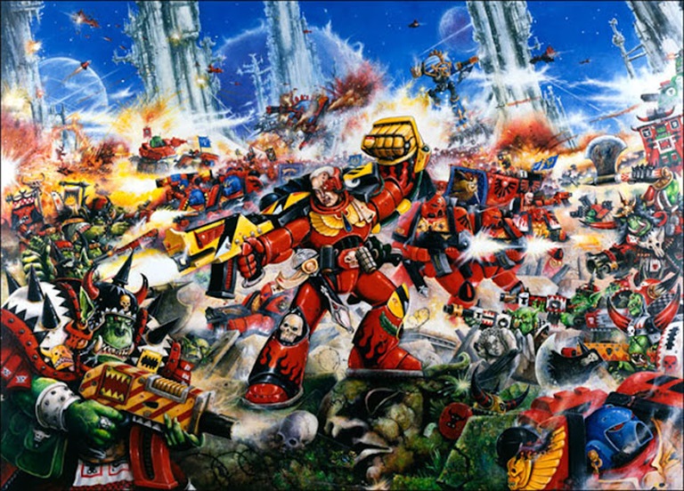 Blood Angels Space Marines Versus Ork Oldhammer Artwork