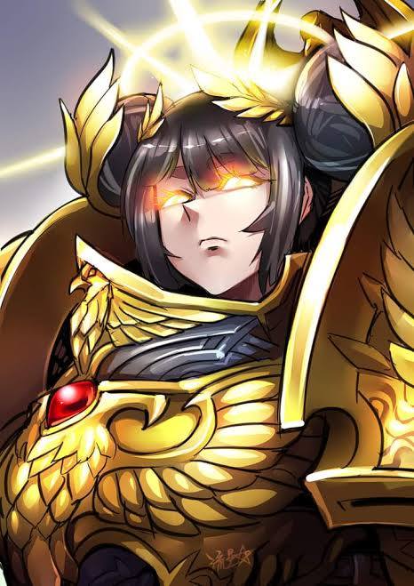 Emperor of Mankind as a Anime Girl in Golden Armor