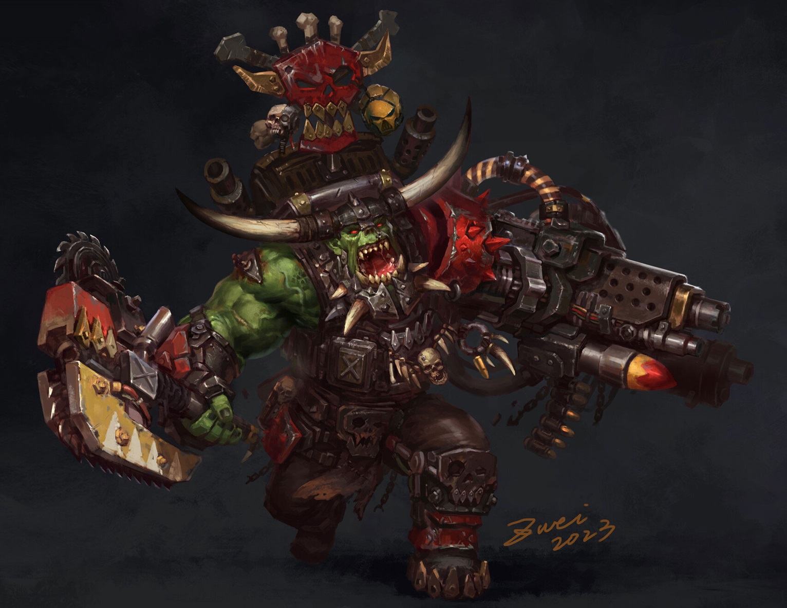 Fierce Ork Warboss with Massive Shoota and Power Klaw