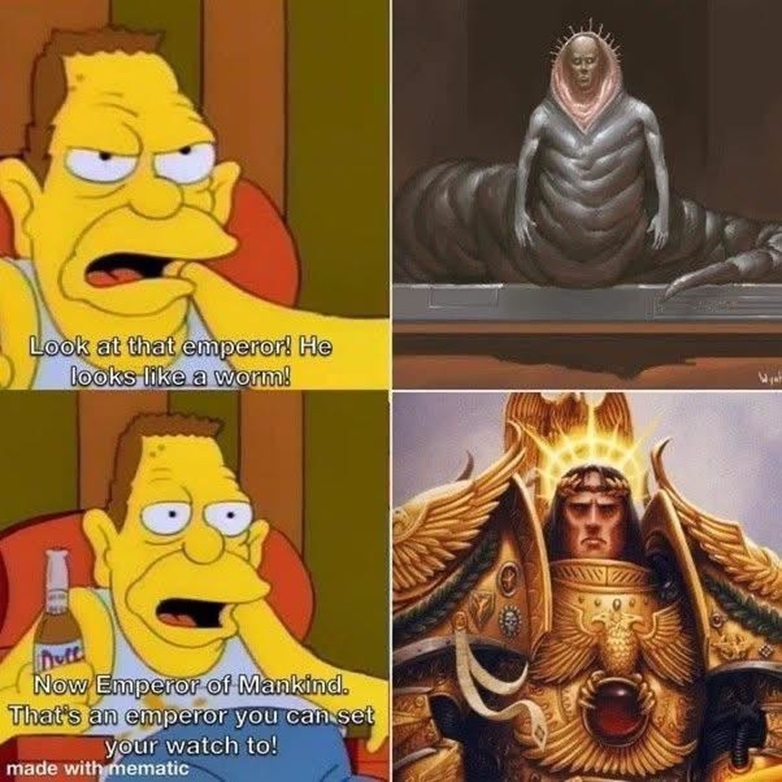 Simpson’s Emperor of Mankind to Dune’s God Emperor Funny Meme