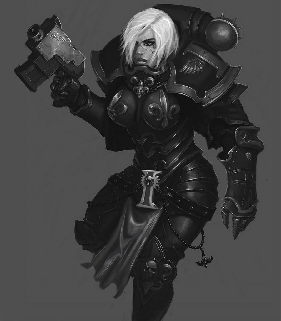 Sisters of Battle Striking Black & White Artwork