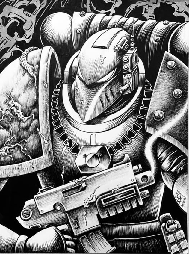 Space Marine Intricate Sketch