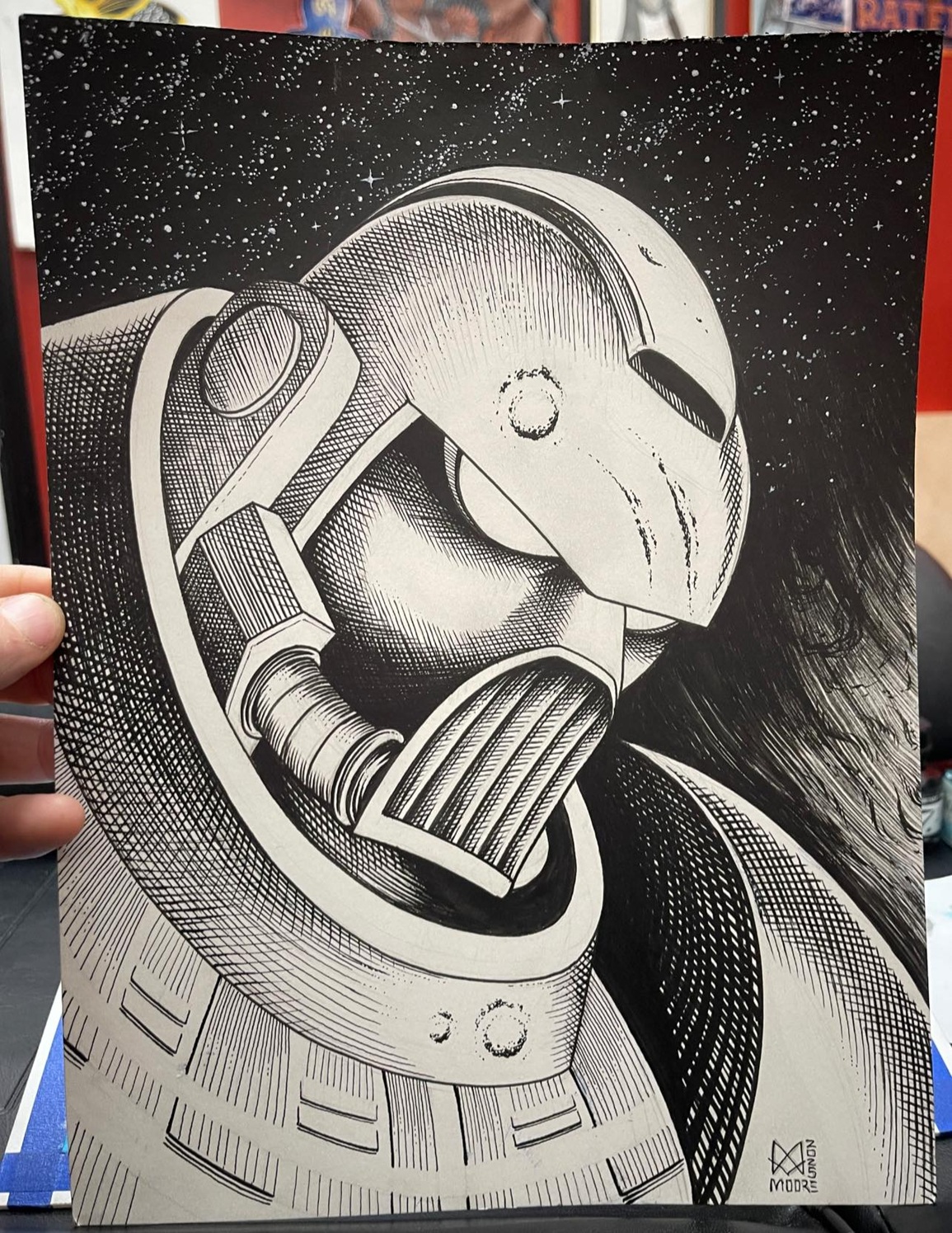 Space Marine Striking Portrait Sketch