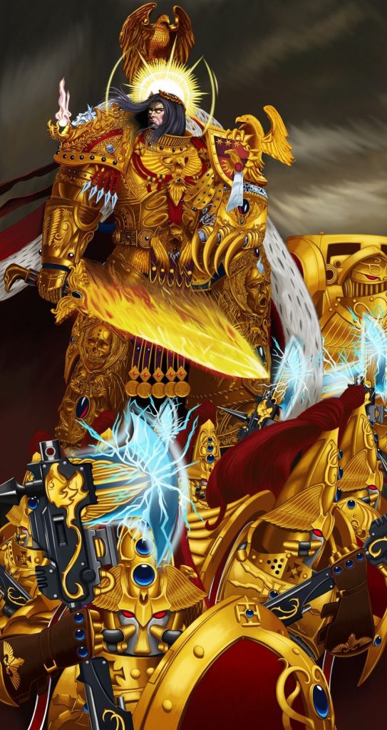 Emperor of Mankind Standing Over Custodes