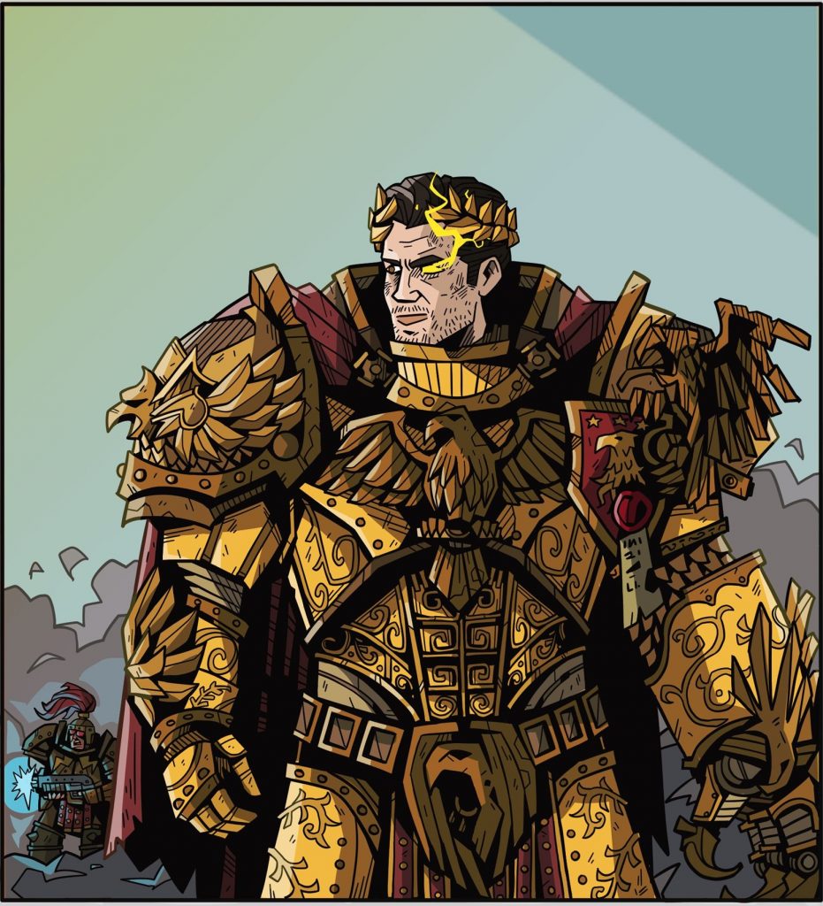 Emperor Mankind in Majestic Golden Armour Artwork