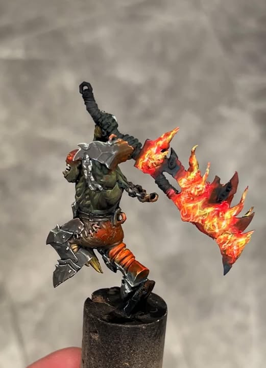 Fire Effect on Sword on Angry Orc Miniature