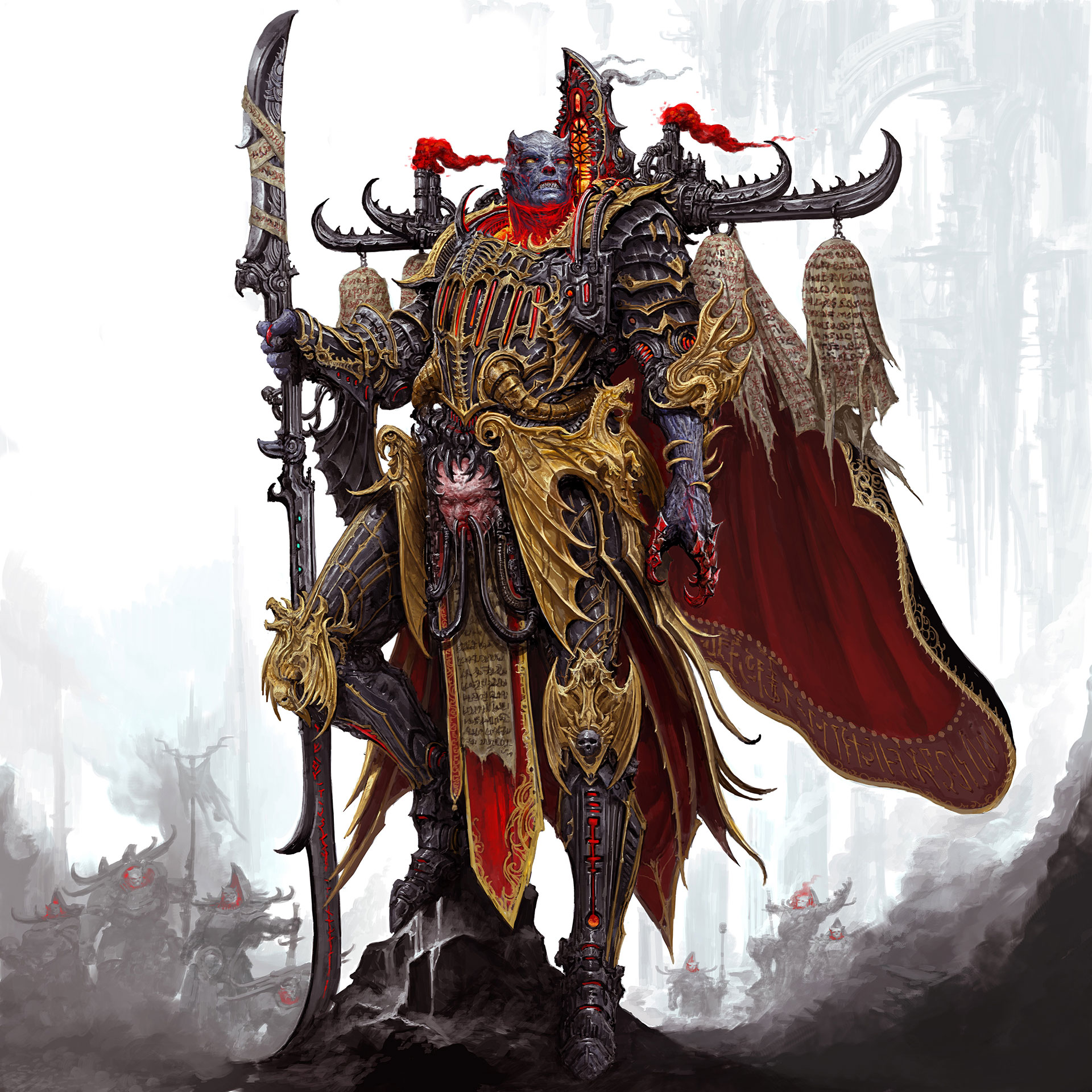 Chaos Space Marine in Ornate Gold and Black Armor