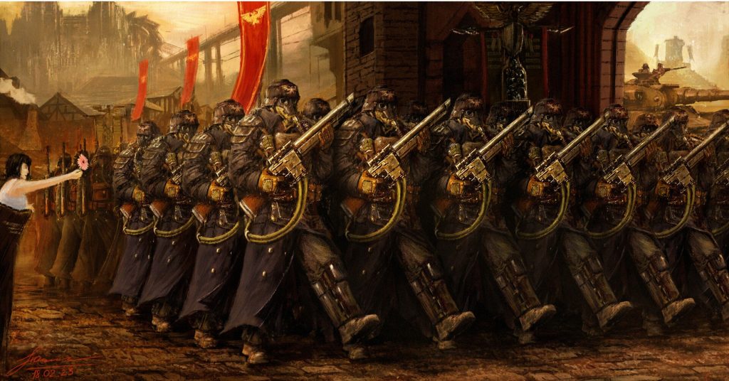 Death Korps of Krieg Imperial Guard Marching with Tanks