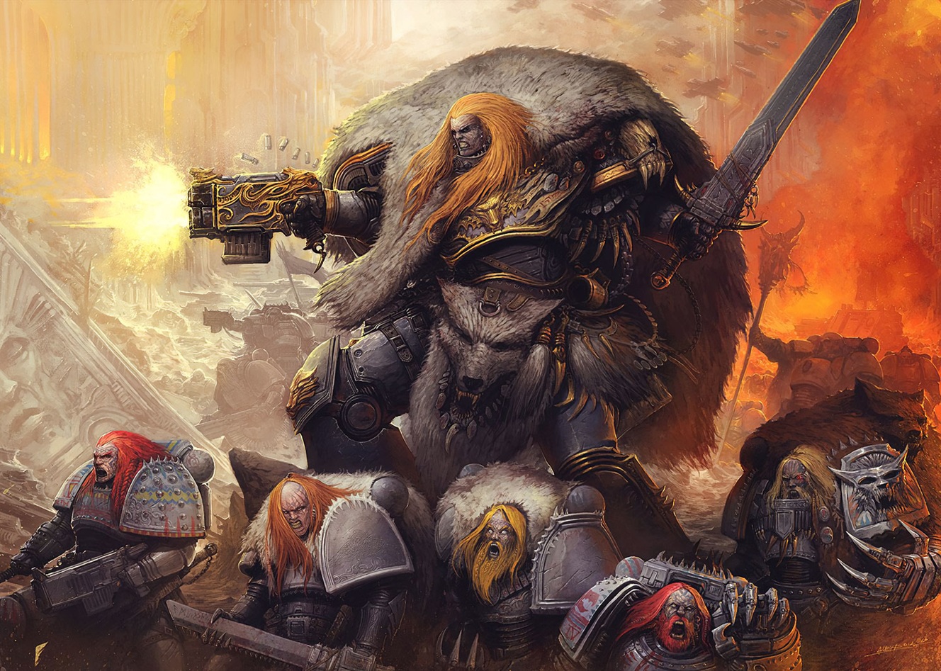 Leman Russ and Space Wolves Warhammer Art