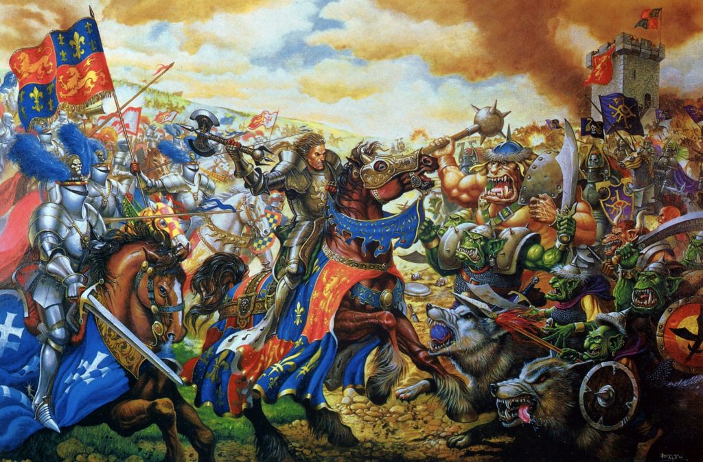 Freeguild Cavaliers Versus Orcs Oldhammer