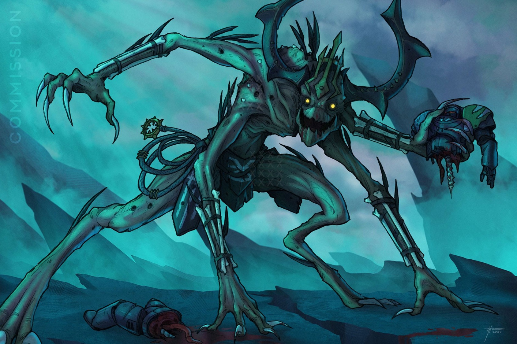 Kroot that became a Daemon Prince of Chaos, Fan-Created