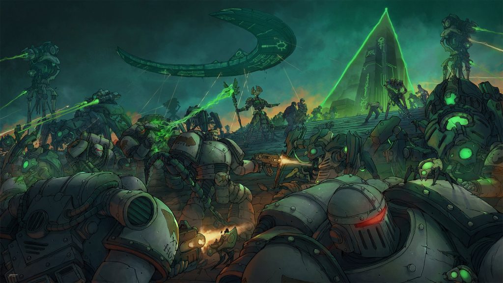 An-nakhrimun, Necron Lord Evacuating the Local Humans from the Luna Wolves