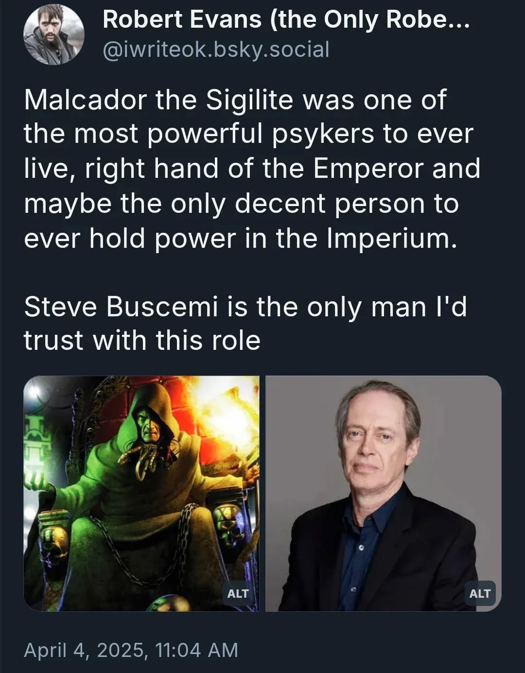 Steve Buscemi is the only one we trust