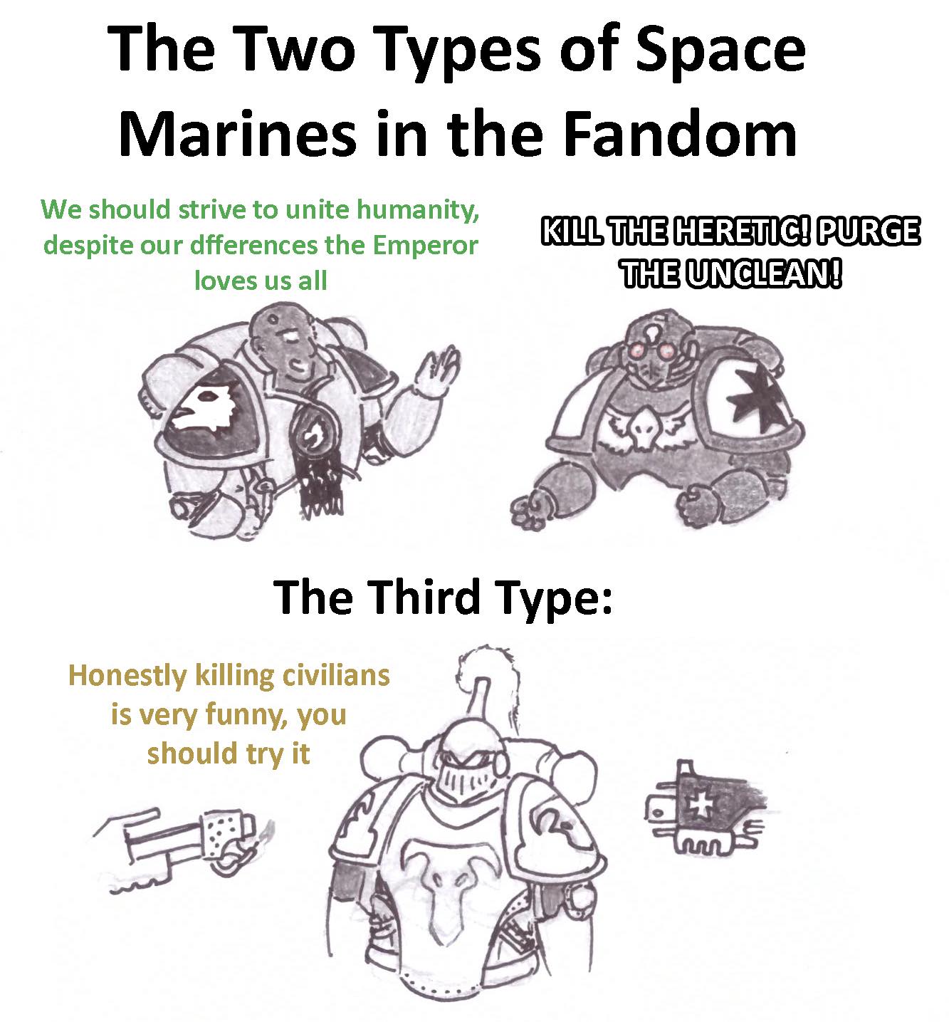 The two types of Space Marine in the fandom