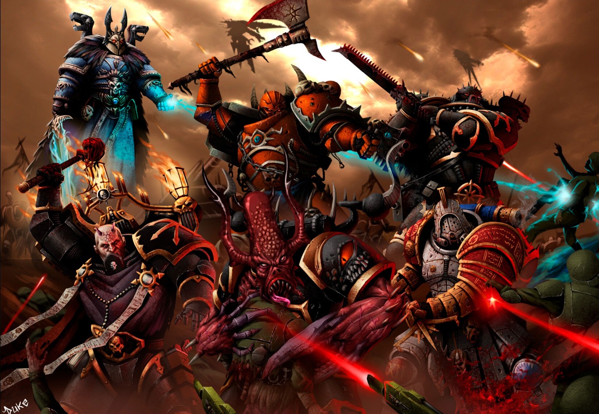 Chaos Warband Killing Imperial Guardsmen