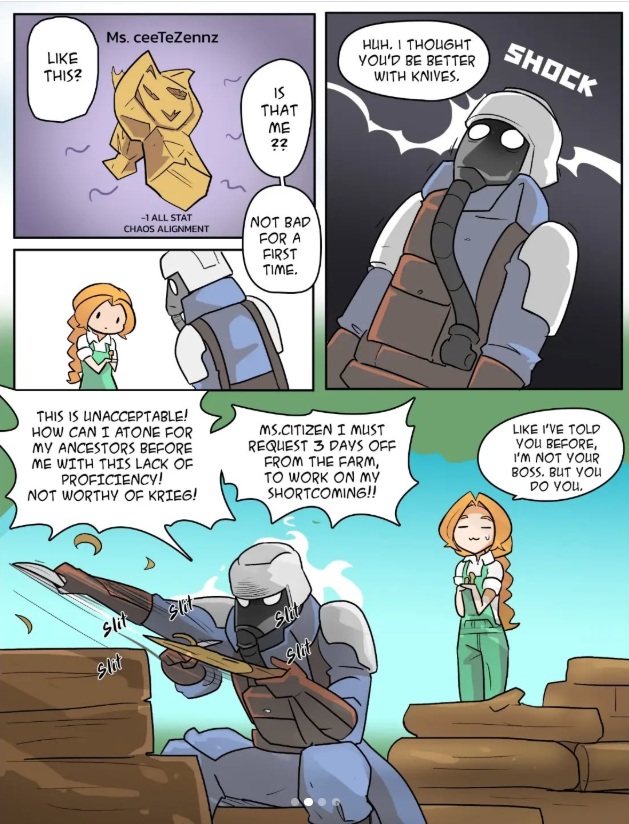 Mr. Soldier and Ms Citizen Carving Wood Part 2