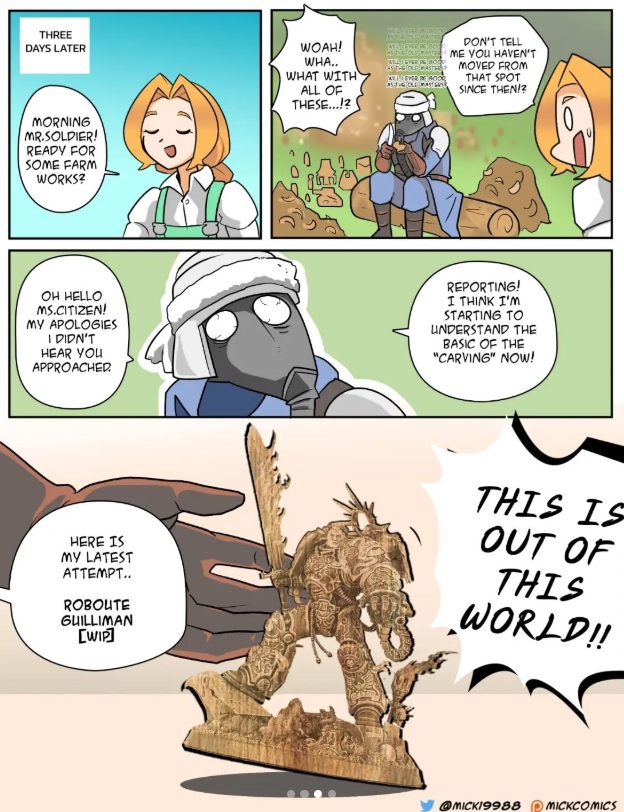 Mr. Soldier and Ms Citizen Carving Wood Part 3