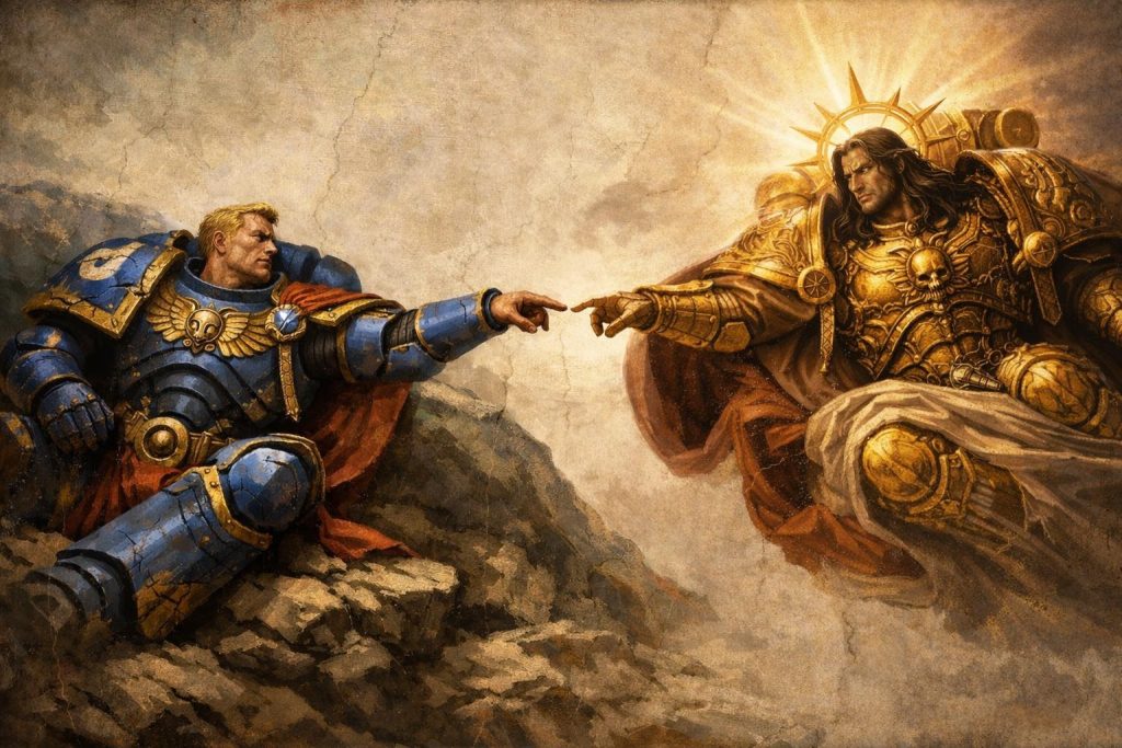 Emperor of Mankind and Roboute Guilliman Michelangelo-inspired Art