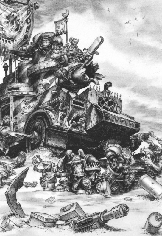 Ork Battle Wagon, Orks, Gretchin Oldhammer Art