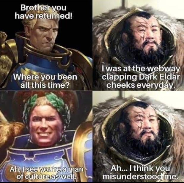 Roboute and Khan misunderstanding Warhammer Meme